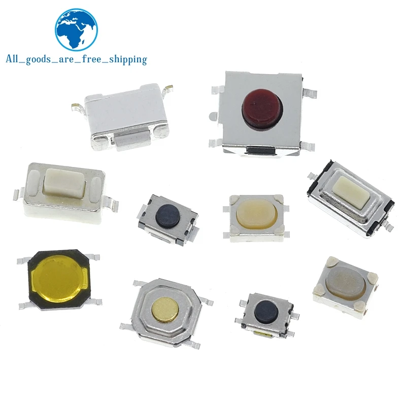 TZT 10/100PCS 3*6 3*4 4*4 SMD Tactile Tact Push Button Schalter 2Pin – Bild 2