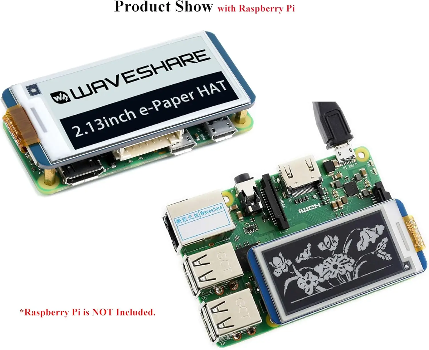 2,13 Zoll E-Ink Display HAT V4 250x122 SPI-Schnittstelle E-Paper-Modul – Bild 6