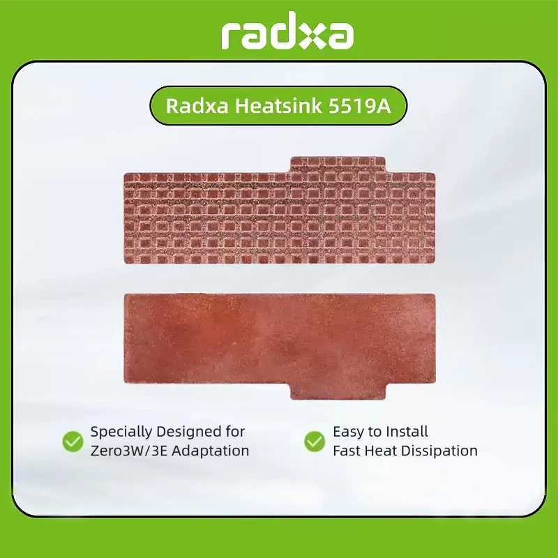 5519A Radxa ZERO 3W / 3E Kühlkörper Massiver Kupfer-Kühlkörper mit Hochwärmeleitfähigem Wärmeleitpad
