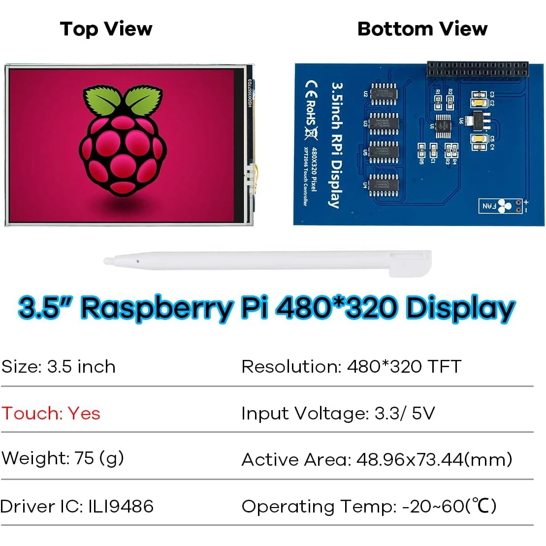 3,5 Zoll für Raspberry Pi Display Modul 3,5 Zoll Touchscreen 320×480 – Bild 5