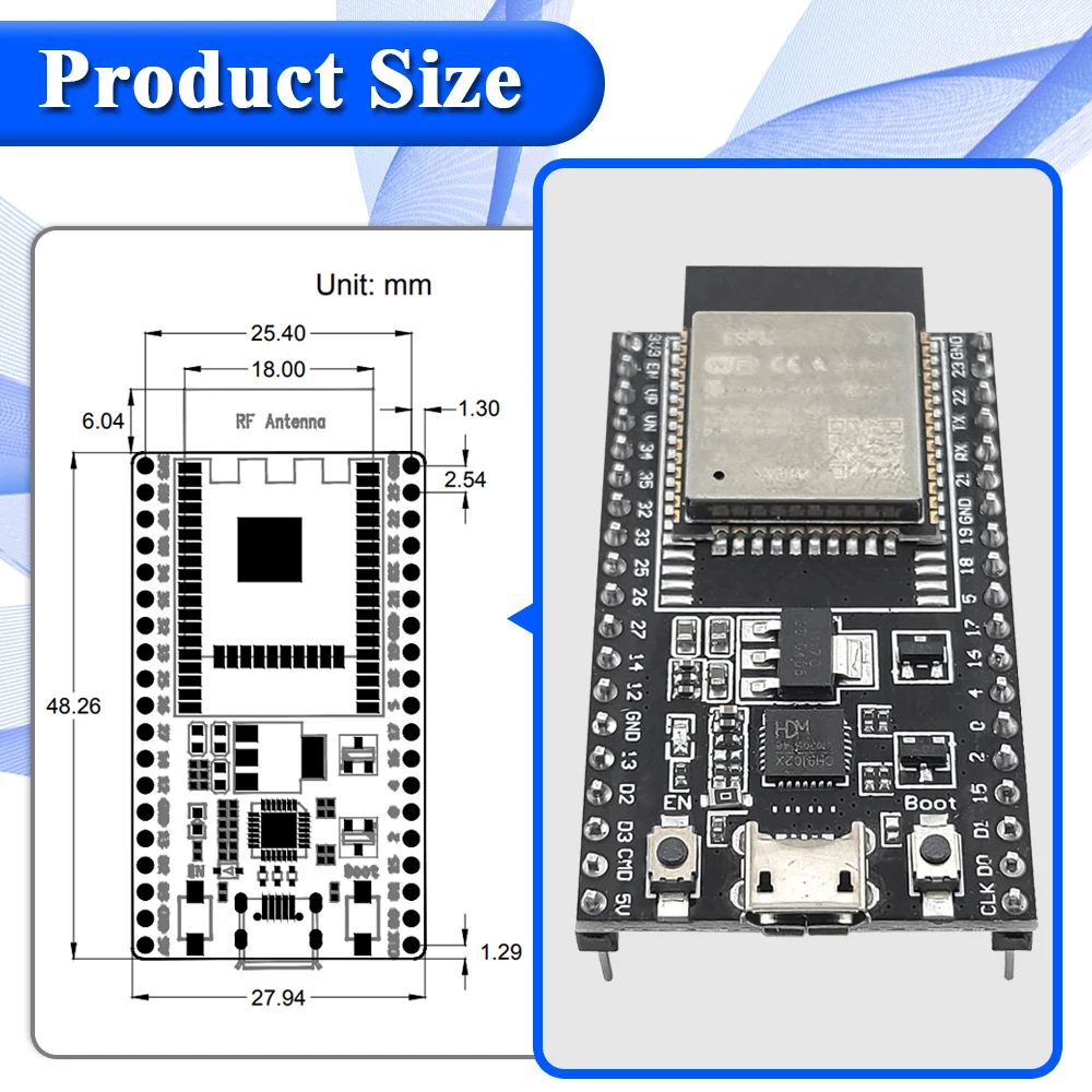 ESP32-32D ESP32-32U Entwicklungsboard mit GPIO-Erweiterungsplatine Kit – Bild 4