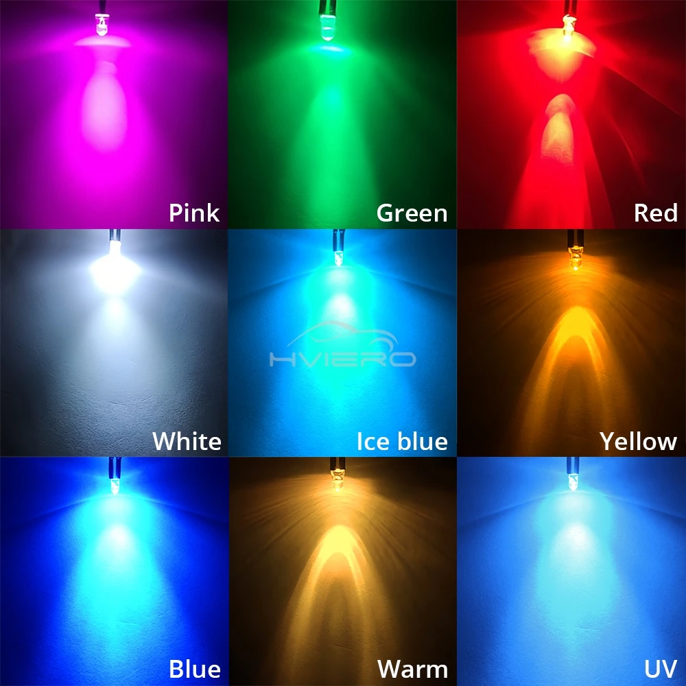 5/10/20X 3mm Runde LED 5-12V 20cm Vorverdrahtet Weiß Blau Gelb Diode – Bild 3