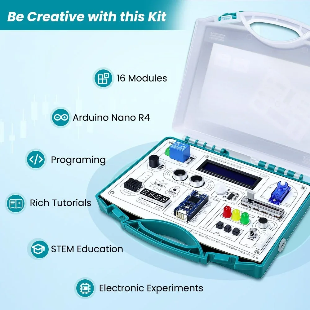 Elecrow All-in-One Arduino Nano R4 Starter Kit 16 Module 20 Tutorials – Bild 5