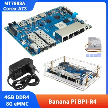 Banana Pi BPI-R4 MT7988A 4GB DDR4 8G EMMC 128MB SPI NAND Flash Smart Router Board Optional mit Gehäuse, Lüfter