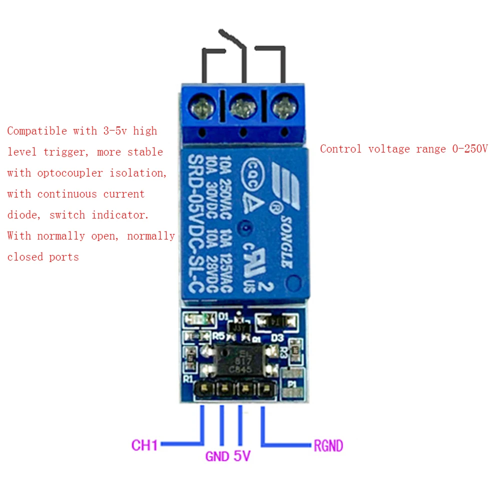 5 V/12 V 1-Wege-Relaismodul mit Optokoppler-Isolationsrelaisplatine – Bild 6