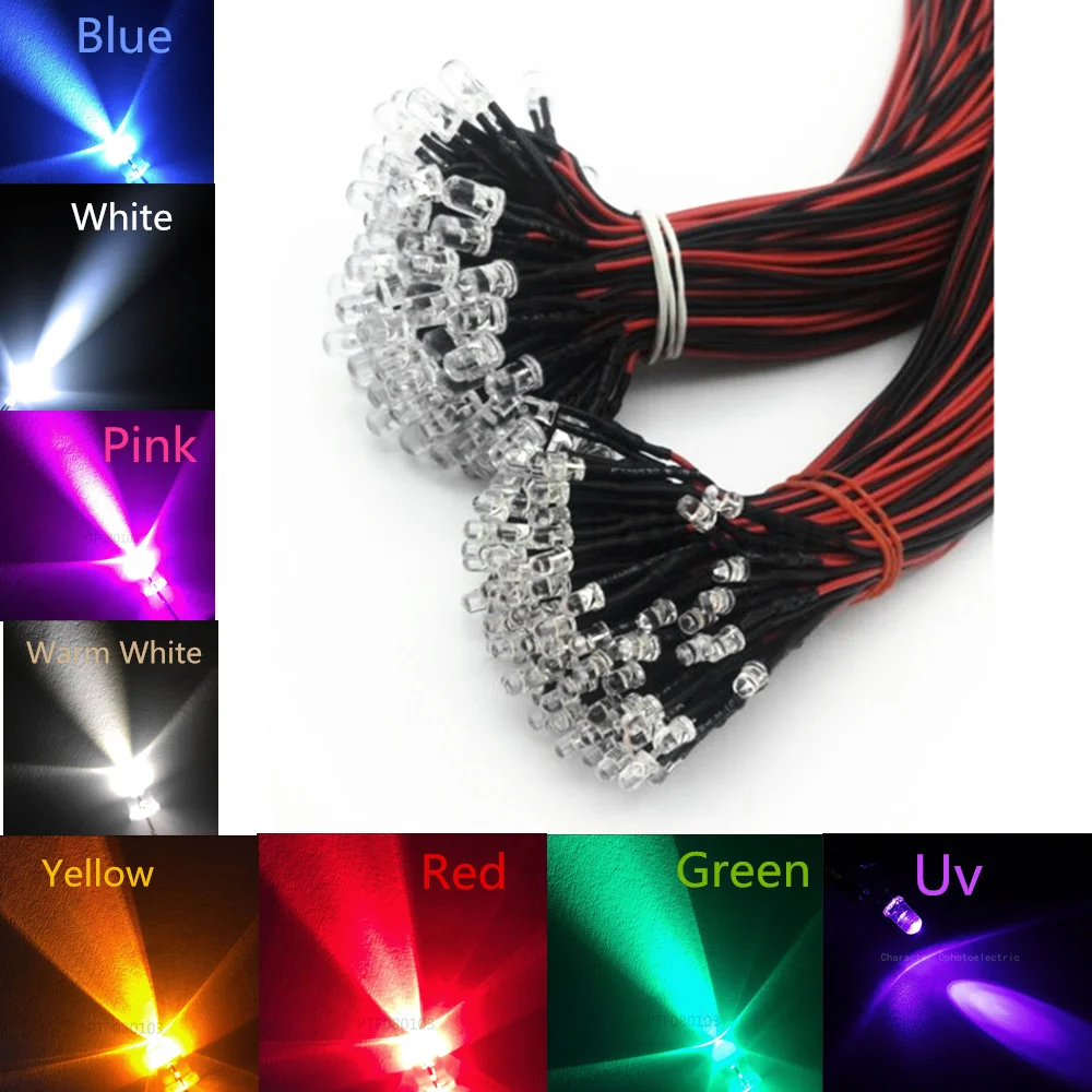 Transparente LED-Dioden DC3V 5V 12V 24V 3MM 5MM 10MM (20 Stück) – Bild 6