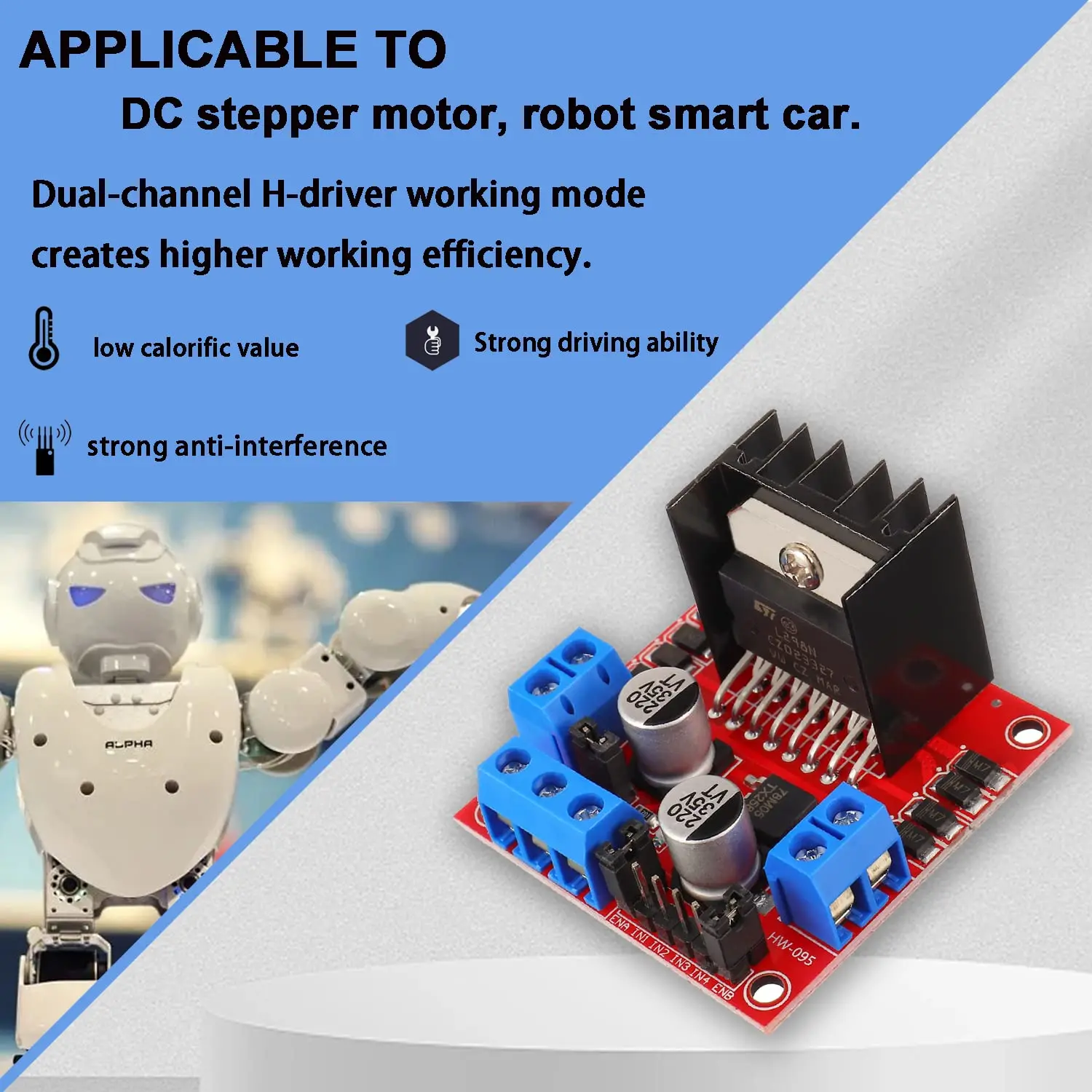 L298N Motorsteuerplatine L298 Modul für Arduino Dual H-Brücke DC – Bild 6