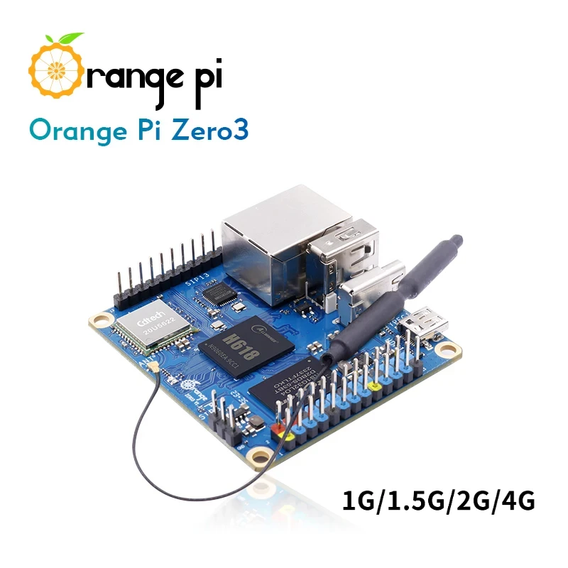 Orange Pi Zero 3 1G 1,5G 2G 4G RAM Allwinner H618 64-Bit 16 MB SPI Flash Dual Band WiFi5+BT5.0 Gigabit LAN