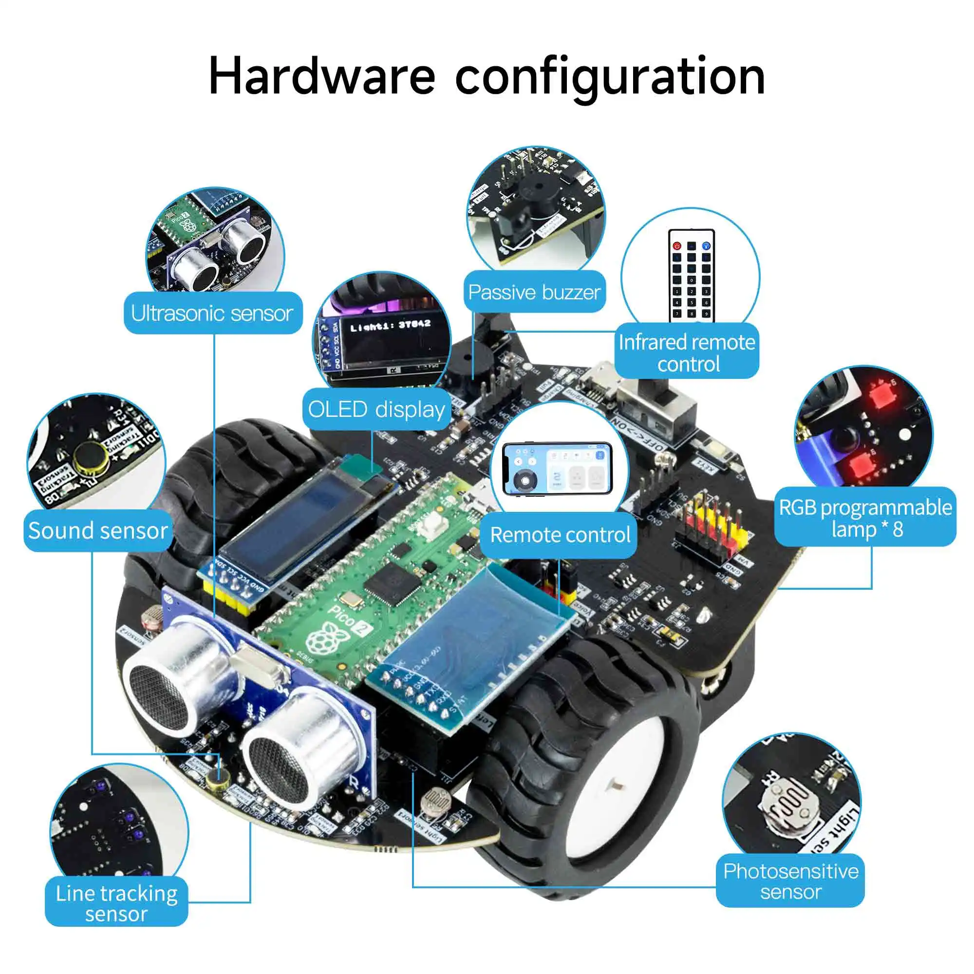 Raspberry Pi Pico2 Roboterauto DIY Roboter-Elektronik-Kit Bildung – Bild 2