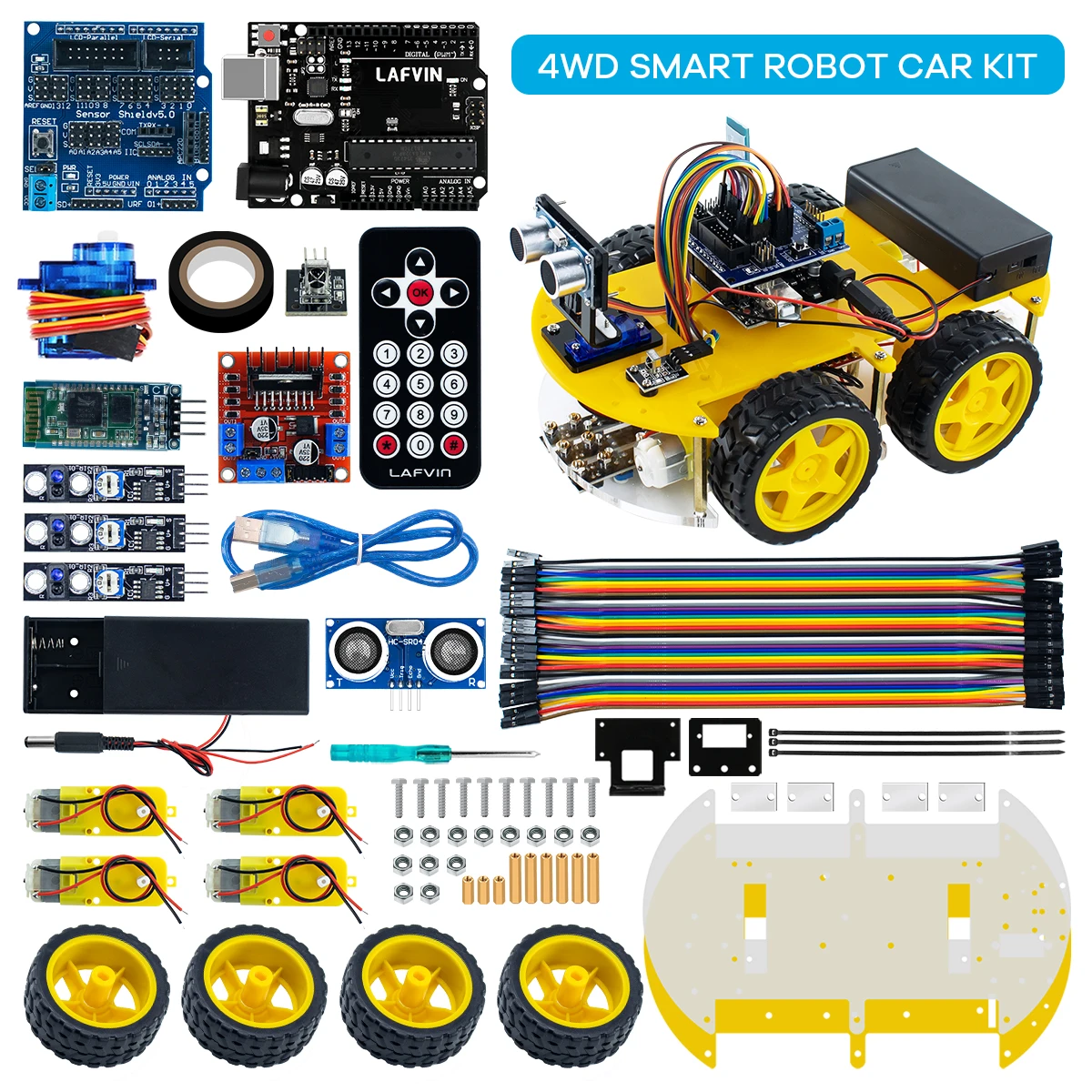 Roboter-Car-Kit für Arduino für UNO R3 Programmierprojekt 4WD Robotic Kit DIY Automation Toy Car Set