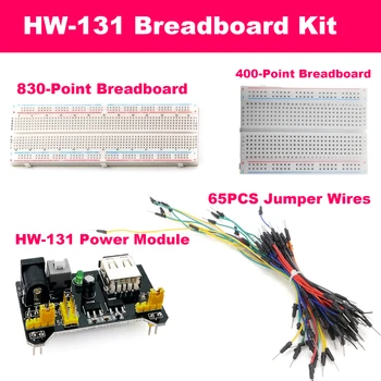 Lötfreies Steckplatinen-Set 830 Punkte 400 Punkte MB-102 HW-131 Strommodul 3,3V 5V 65-teiliges