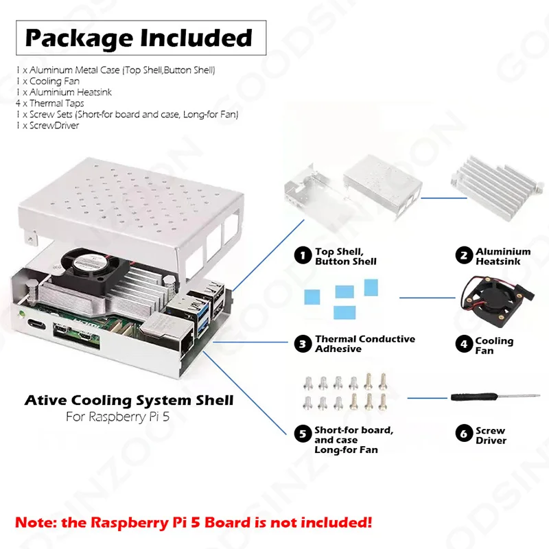Raspberry Pi 5 Aluminium gehäuse mit PWM-Lüfter Kühlkörper-Kit – Bild 6