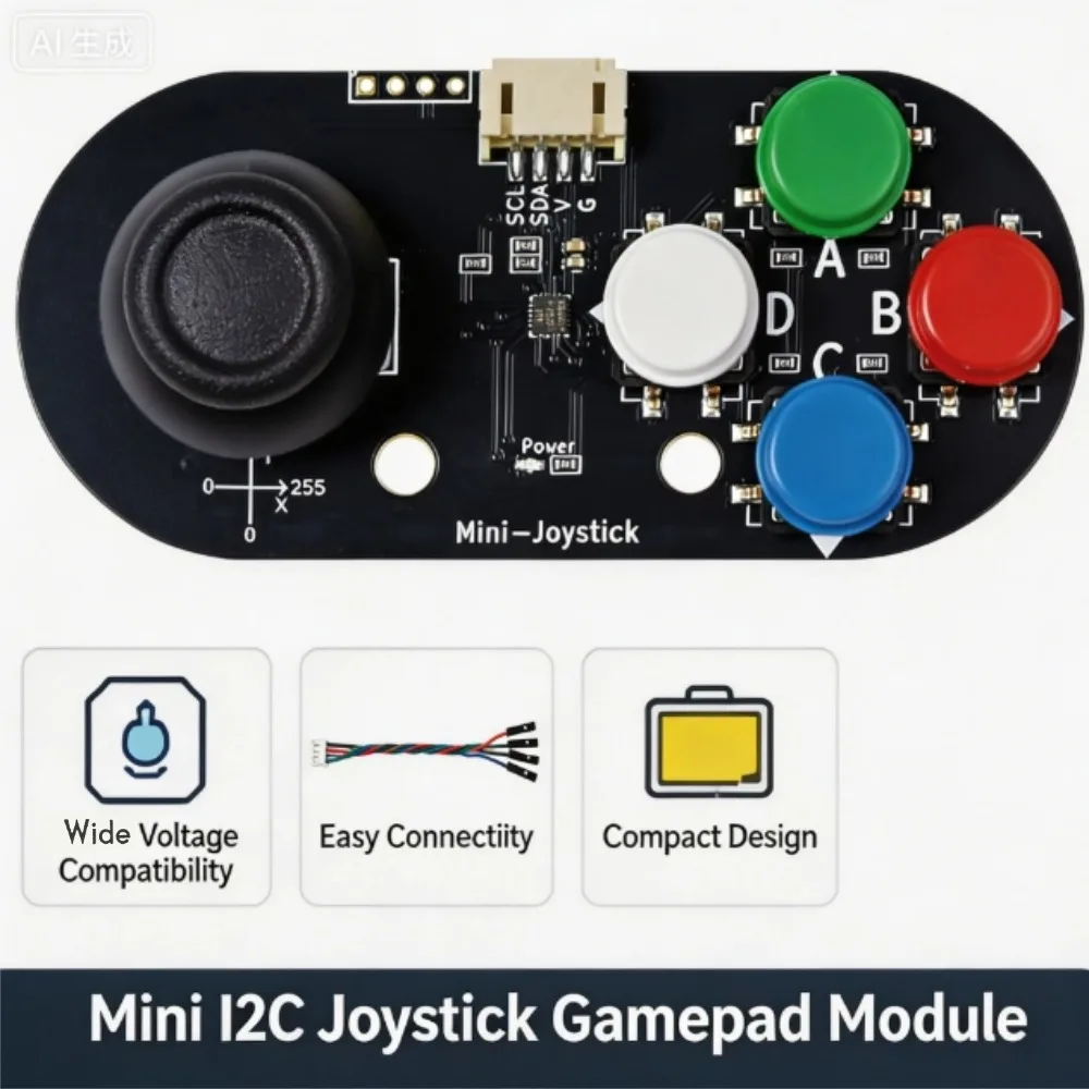 Mini-I2C-Joystick-Gamepad-Modul für Arduino/Raspberry Pi - 4 Tasten – Bild 3