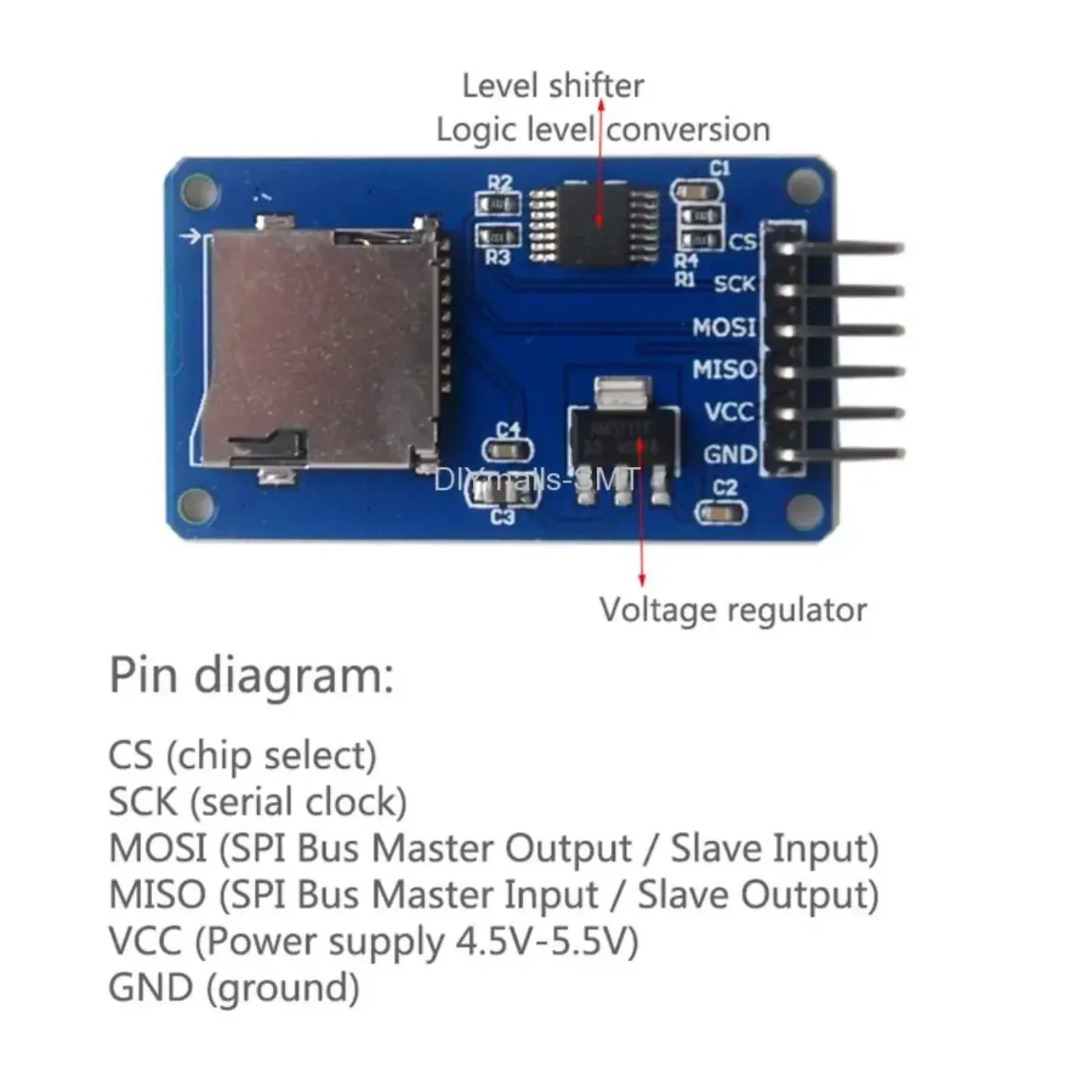 Micro SD Karte Modul Mit 40P Dupont Kabel für Arduino ESP32 (5 Stück) – Bild 3