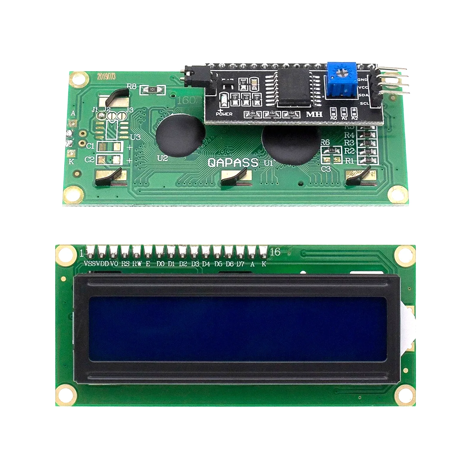 LCD1602+I2C Modul Blau / Gelbgrüner Bildschirm 16x2 Zeichen – Bild 3