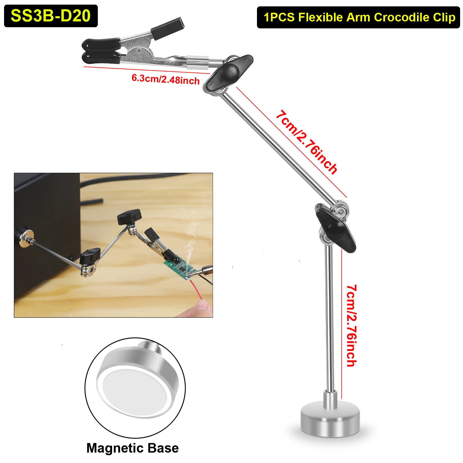 Toolour Löten Dritte Hand Helfende Hände Werkzeug mit Magnetfuß Flexibler Arm Krokodilklemme für PCB/IC/SMD