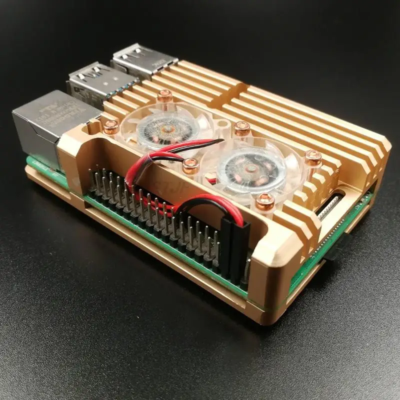 Raspberry Pi 4/3 Aluminiumgehäuse mit Dual-Lüfter, Metallgehäuse – Bild 2