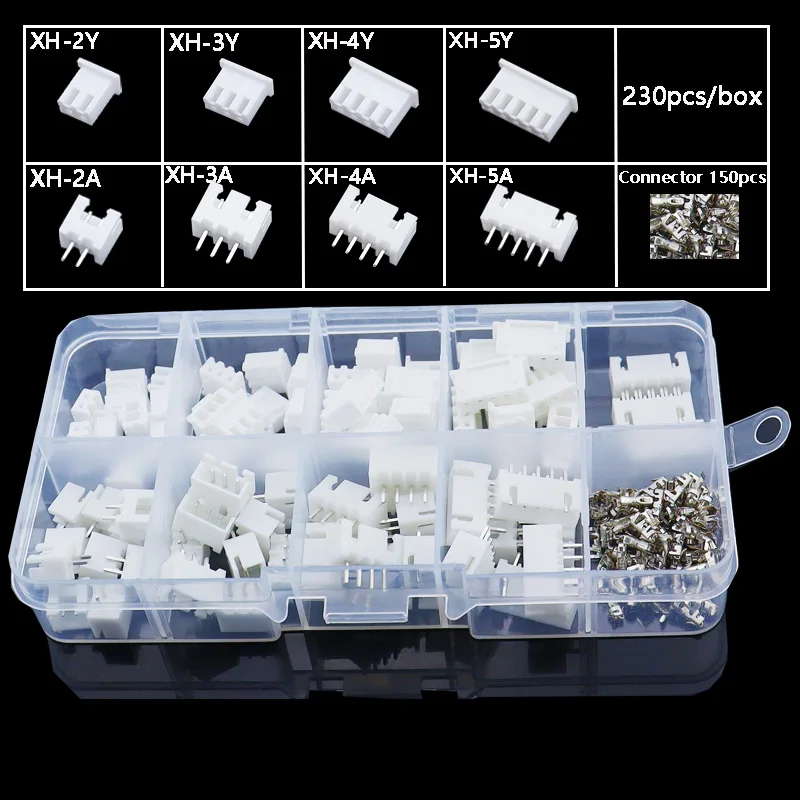 Schachtel xh 2,54 2p 3p 4p 5p pin 2,54mm pitch terminal kit/gehäuse/pin header jst stecker draht (230 Stück)