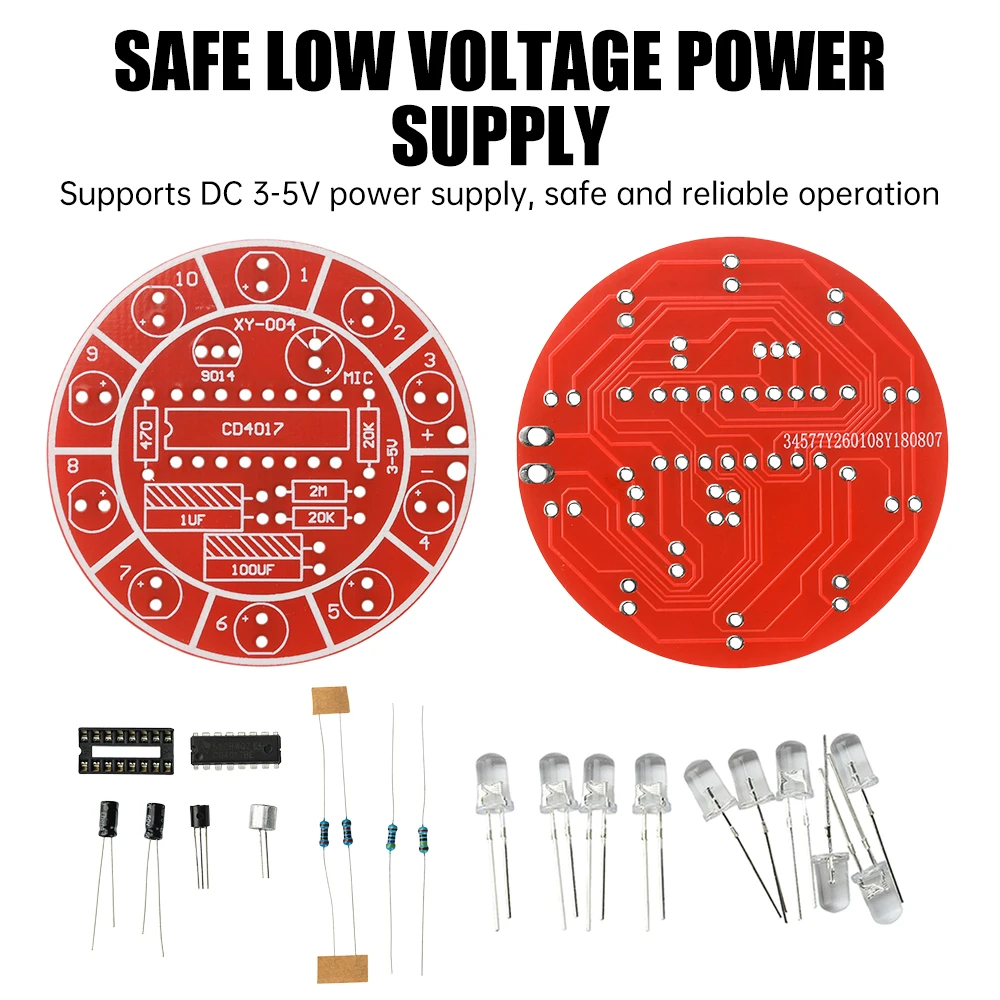 10 LED Farbwechsel-Licht-DIY-Kit DC 3-5V Schallgesteuertes Rotierendes Licht Elektronisches Lötpraxis-Board