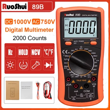 Digitale Multimeter-Tester 1999Cts 1000V DC/AC Strom Volt Ampere Ohm Messgerät Widerstandstester