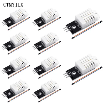 DHT22 Digitaler Temperatur- und Feuchtigkeitssensor DHT22 AM2302 Modul + PCB mit Kabel für Arduino (10 Stück)