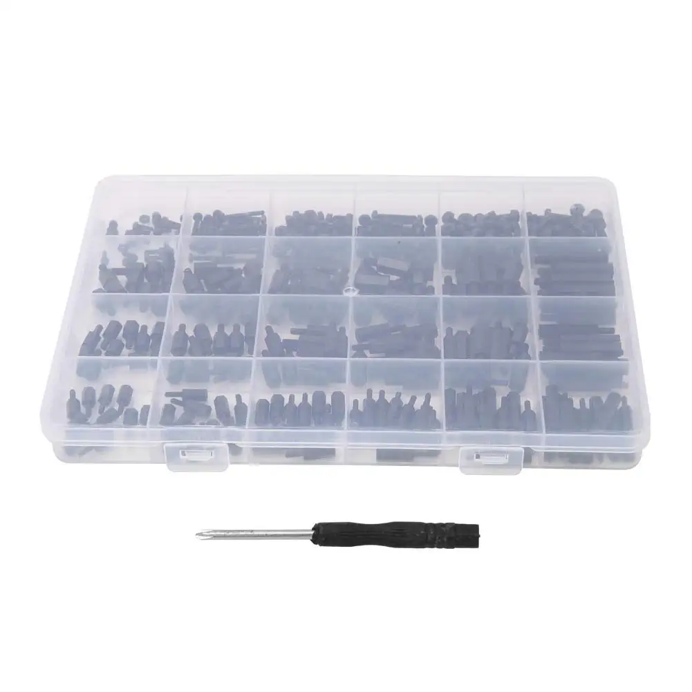 M2/m2, 5/m3 schwarzes Nylon-Sechskant-Abstandshalter-Abstandshalter-Schraubenmutter-Sortiments (360 Stück)