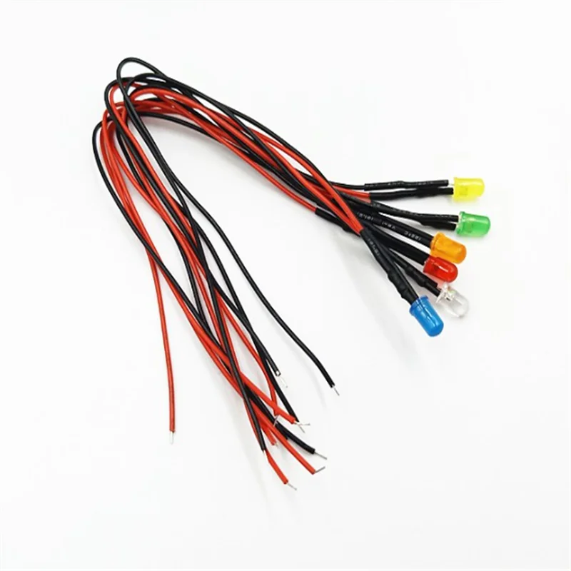 10/PCS 3mm 5mm LED 3-12V 20cm Vorverdrahtet Weiß Rot Grün Blau Gelb – Bild 2