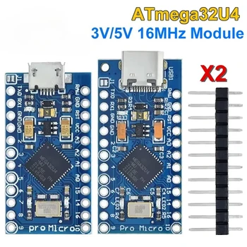 Pro Micro ATmega32U4 5V 16MHz Ersatz für ATmega328 für Arduino TYPE-C mit 2-reihigem Pin-Header für Leonardo