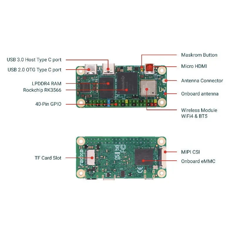 RADXA ZERO 3W 4GB/4GB 32GB EMMC Rockchip RK3566 – Bild 4
