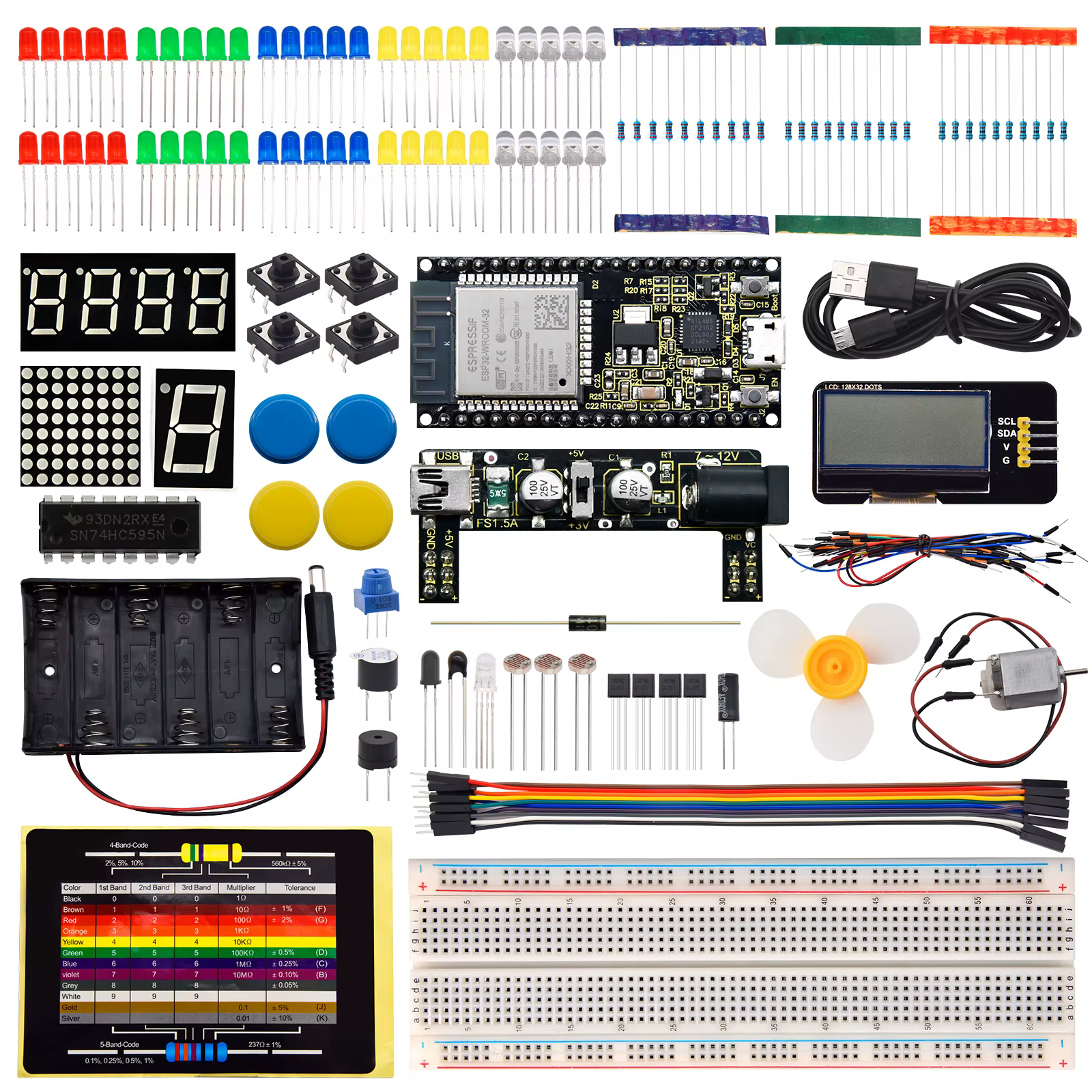 KEYESTUDIO ESP32 Basic Learning Kit Elektronische Komponenten Sensoren Module für Arduino Essential Starter