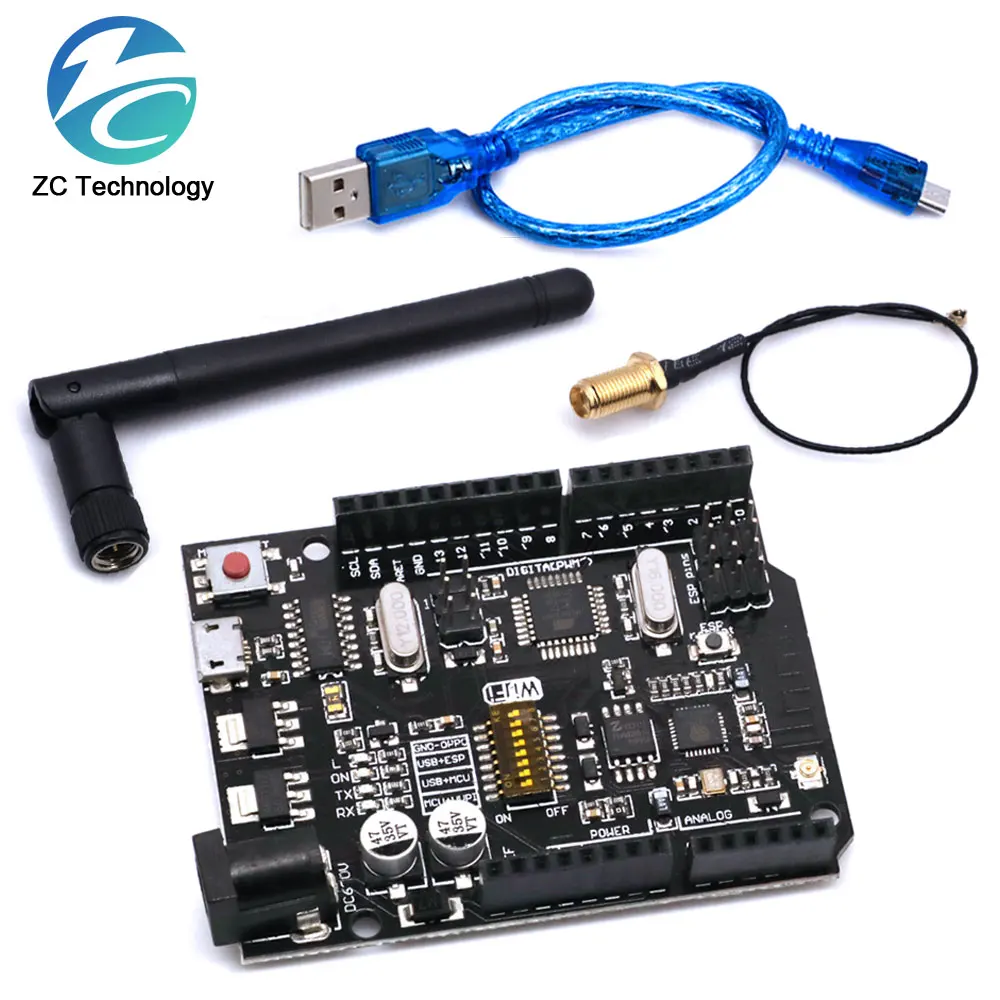 UNO + WiFi R3 ATmega328P + ESP8266 CH340 (32Mb speicher) 6V-9V USB-TTL CH340G Für Arduino NodeMCU WeMos Eine