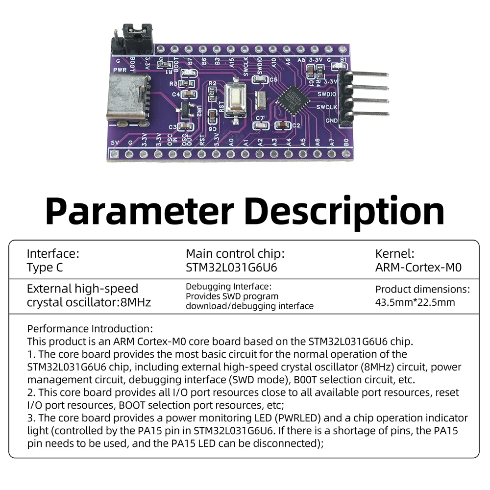 STM32L031G6U6 Entwicklungsboard STM32L031 Minimal System Core Board – Bild 5