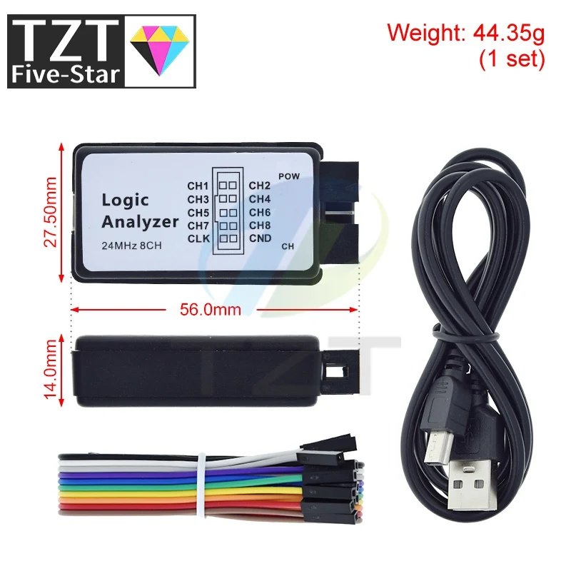 USB Logic Analysator 24MHz 8 Kanal 24M/sekunden Logic Analysator – Bild 2
