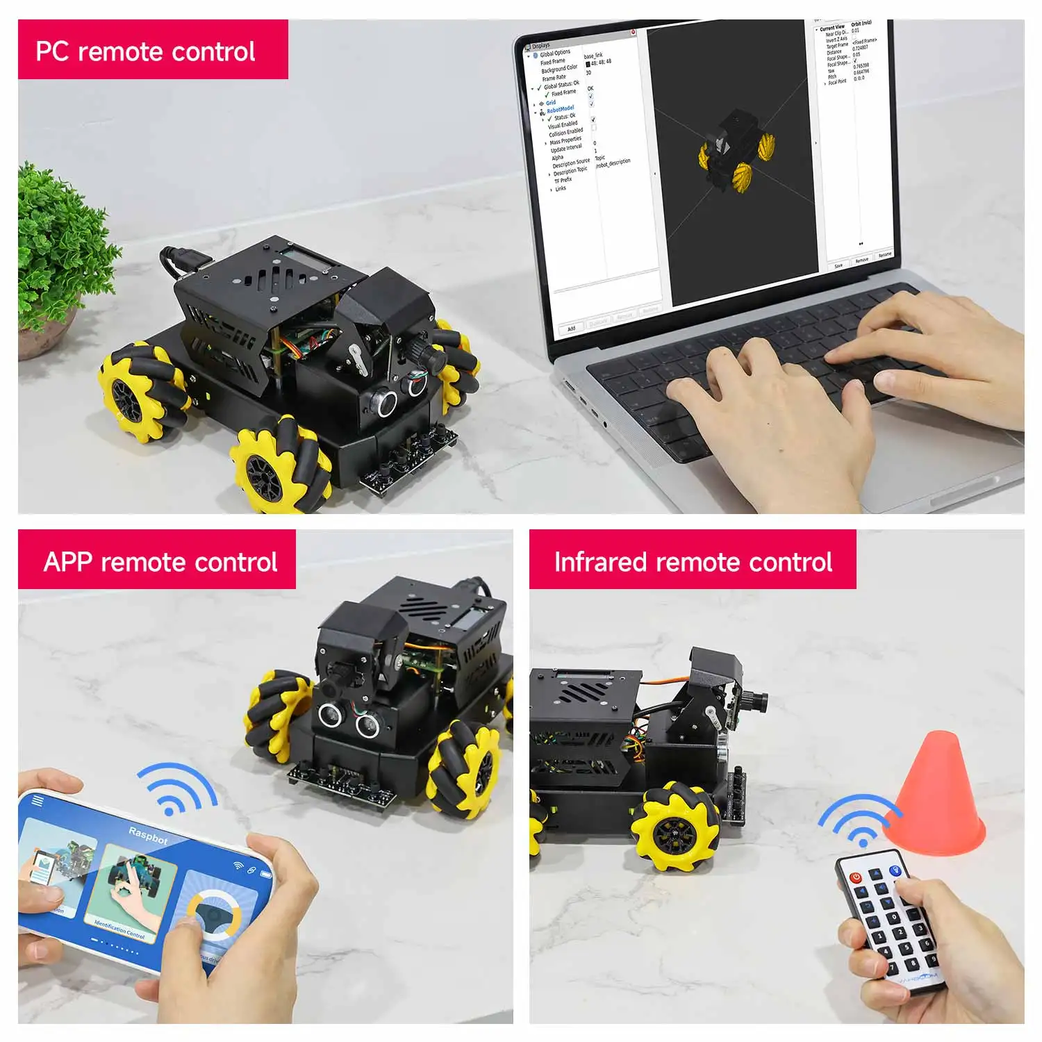 Raspberry Pi 5 4WD Mecanum Roboterauto AI Großes Modell mit Kamera DIY – Bild 5