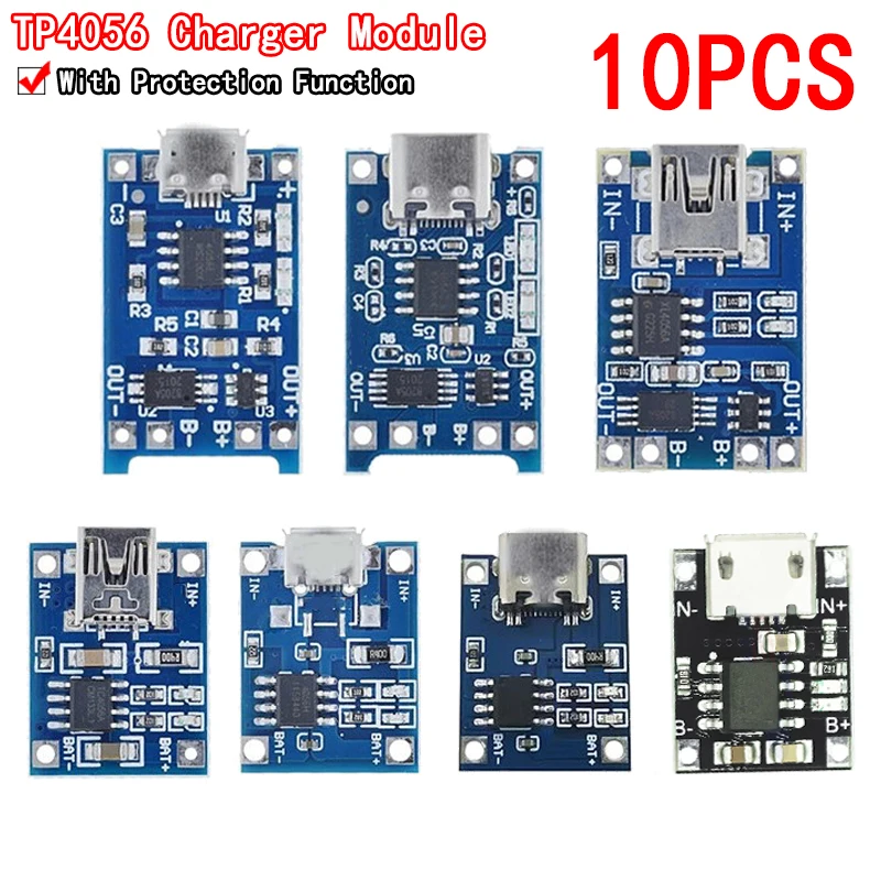 5V 1A 18650 TP4056 Lithium-Batterie Ladegerät Modul Lade Board Mit Schutz Dual Funktionen 1A Li-Ion (10 Stück)