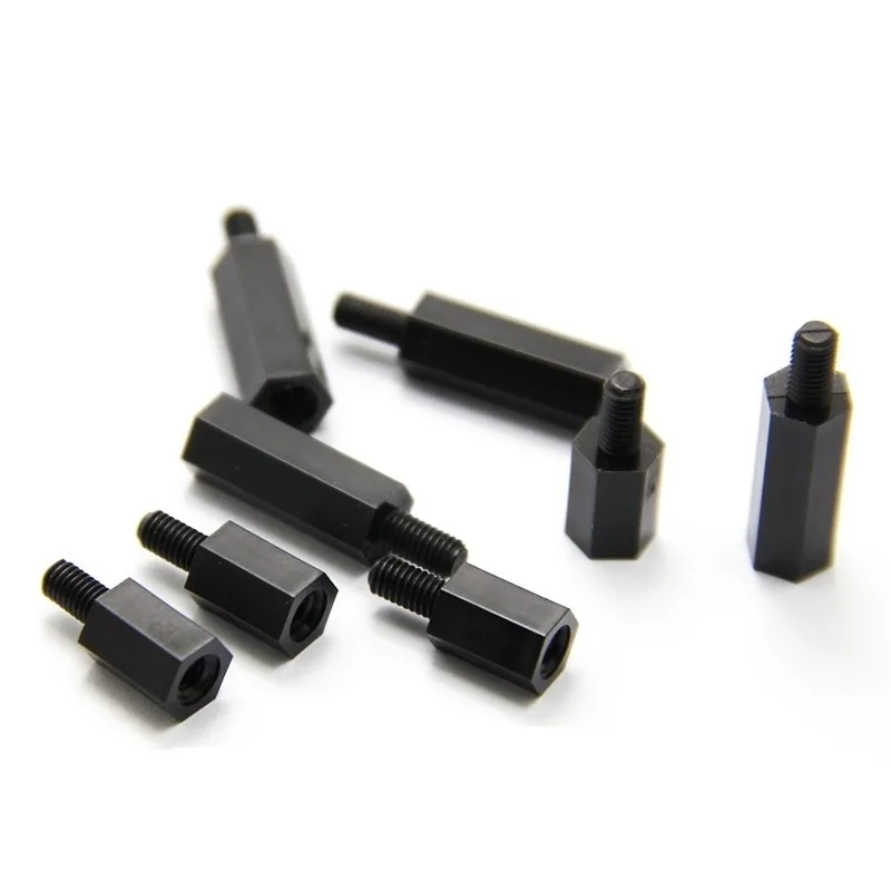 M2 M2.5 M3 M4 Nylon-Abstandshalter Schwarz Sechskant Stecker auf Buchse Nylon-Abstandshalter Säule