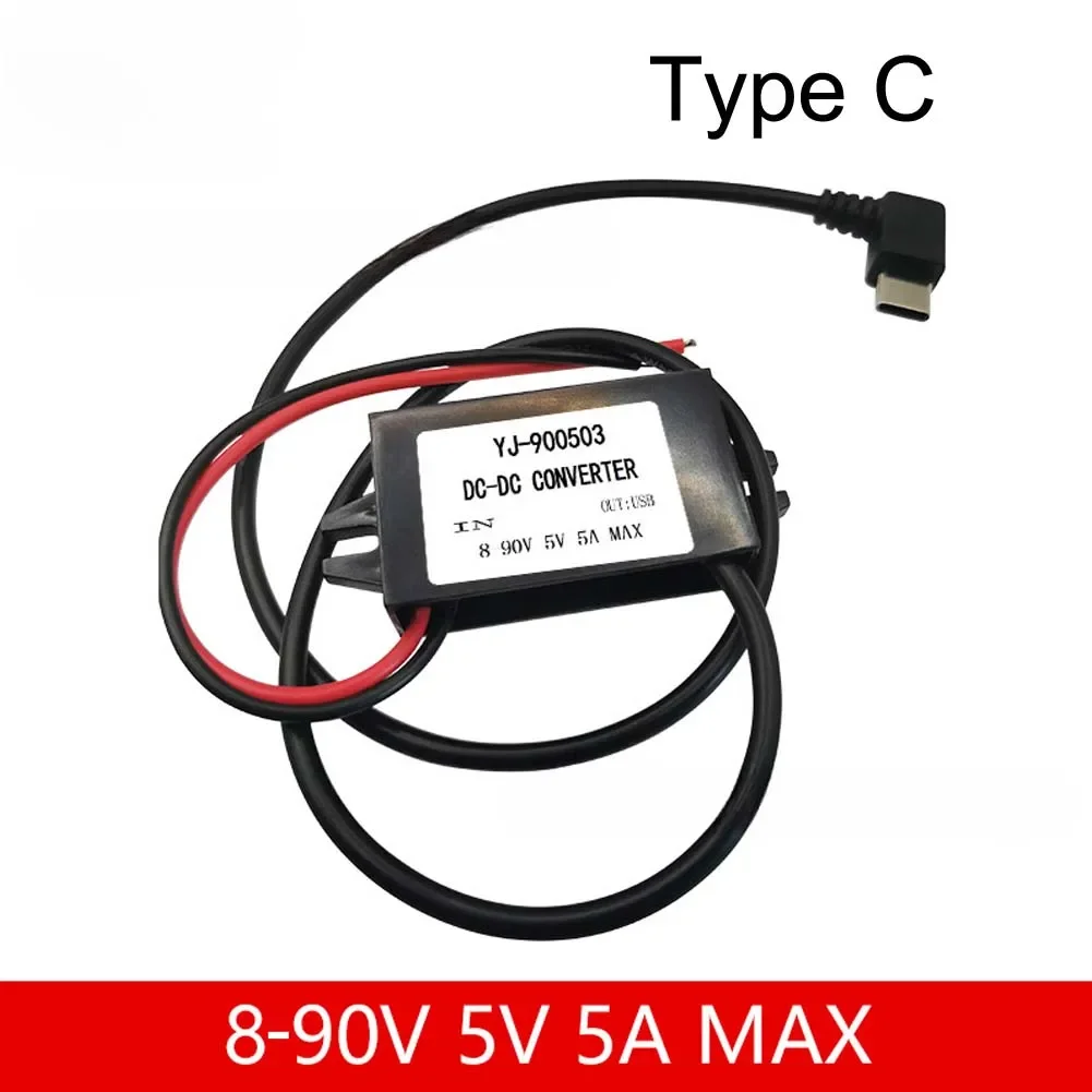 8-90V 12V 24V 48V 60V 72V 90V zu 5V 5A DC DC Step Down Converter 25W Typ-C USB Micro Buck Netzteil Handy