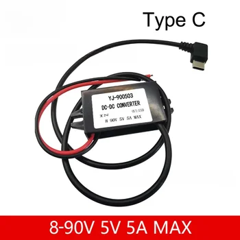 8-90V 12V 24V 48V 60V 72V 90V zu 5V 5A DC DC Step Down Converter 25W Typ-C USB Micro Buck Netzteil Handy