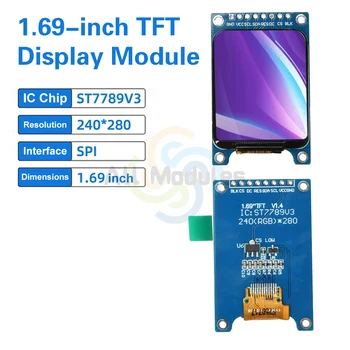 1,69-Zoll-TFT-LCD-Bildschirmmodul ST7789V3 SPI-Schnittstelle Design mit abgerundeten Ecken, ultradünnes
