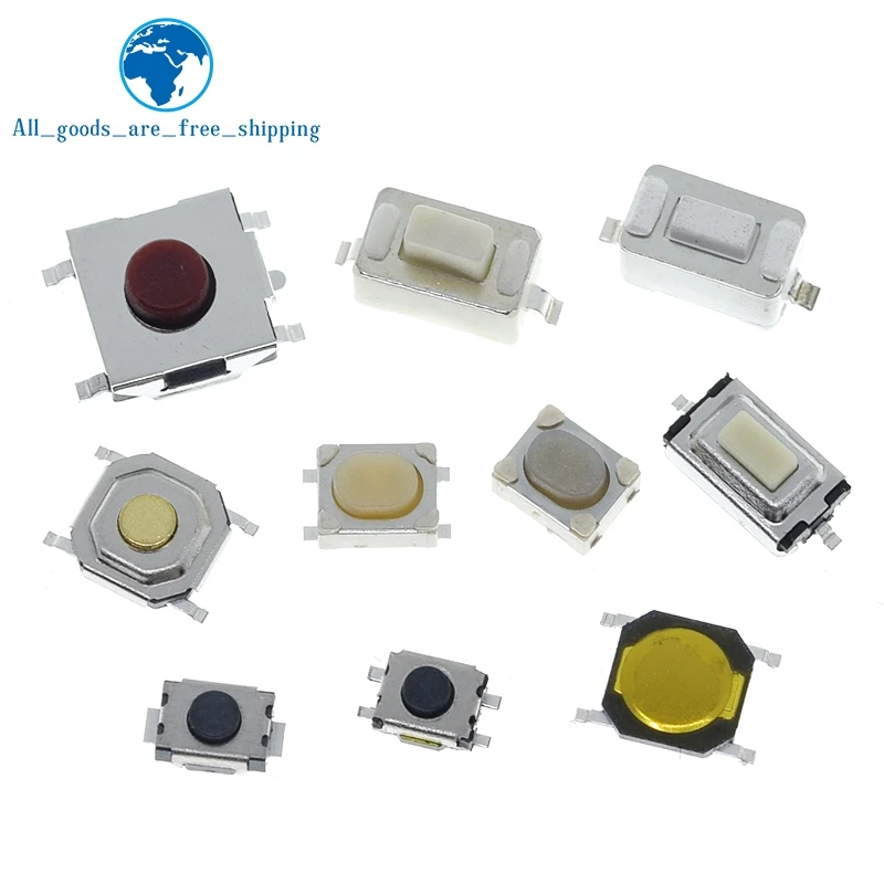 TZT 10/100PCS 3*6 3*4 4*4 SMD Tactile Tact Push Button Schalter 2Pin – Bild 3