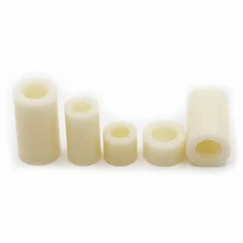 M3 M4 M5 M6 M8 Weiße Nylon-Abstandshalter ohne Gewinde, ABS-Rundloch-Abstandshalter, Unterlegscheibe