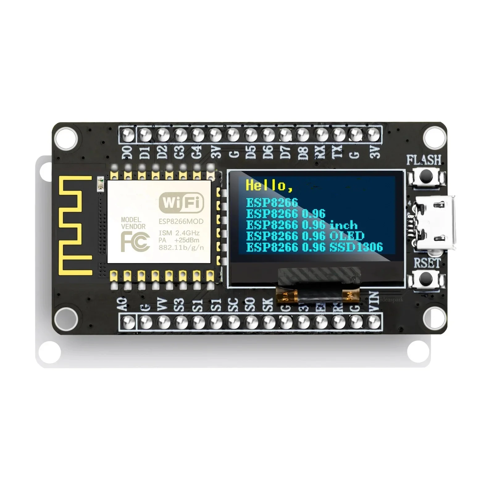 NodeMCU ESP8266 V3 Entwicklungsboard mit 0,96 Zoll OLED-Display CH340 – Bild 3