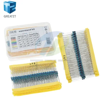 GREATZT 600 Stück/Set 30 Arten 1/4 W Widerstand 1 % Metallschichtwiderstandspaket, sortiertes Kit 1 K, 10 K