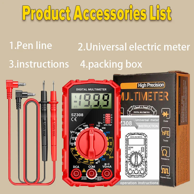 Digital Multimeter AC/DC Strom Meter Spannung Widerstand Meter – Bild 4