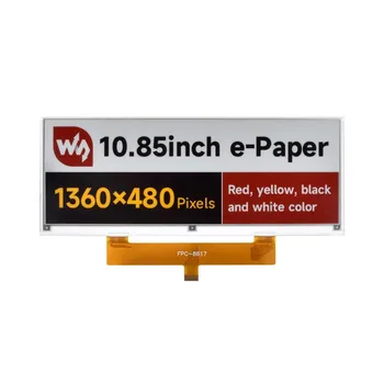 Waveshare 10,85-Zoll E-Paper-Display (G), E-Ink-Display, 1360x480, Rot/Gelb/Schwarz/Weiß, SPI-Schnittstelle