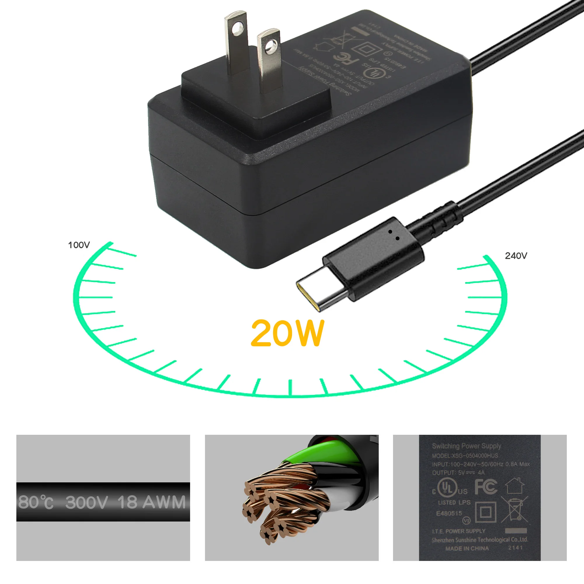 Geekworm Orange Pi 5/5b/5 plus Netzteil 5V 4a 20W USB C Typ C – Bild 2