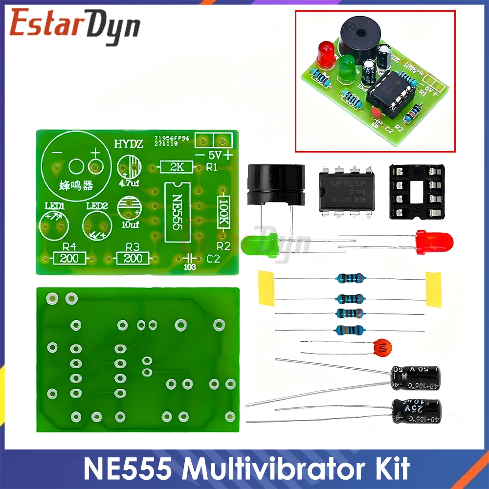 NE555 Astable Multivibrator Kit NE555P Nicht stabile Schaltung Dual Flash Light Elektronisches DIY-Unterricht