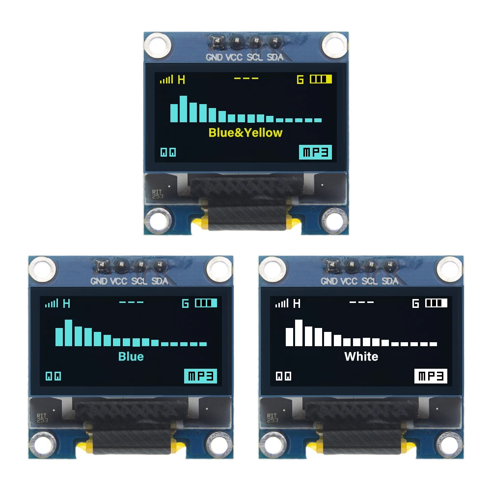 0,96 Zoll OLED SSD1306 Weiß/Blau/Gelb 128X64 IIC I2C Serielles – Bild 4