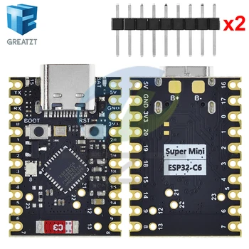GREATZT ESP32-C6 SuperMini Entwicklungsboard Mikrocontroller Programmierlern-Controller Core Board