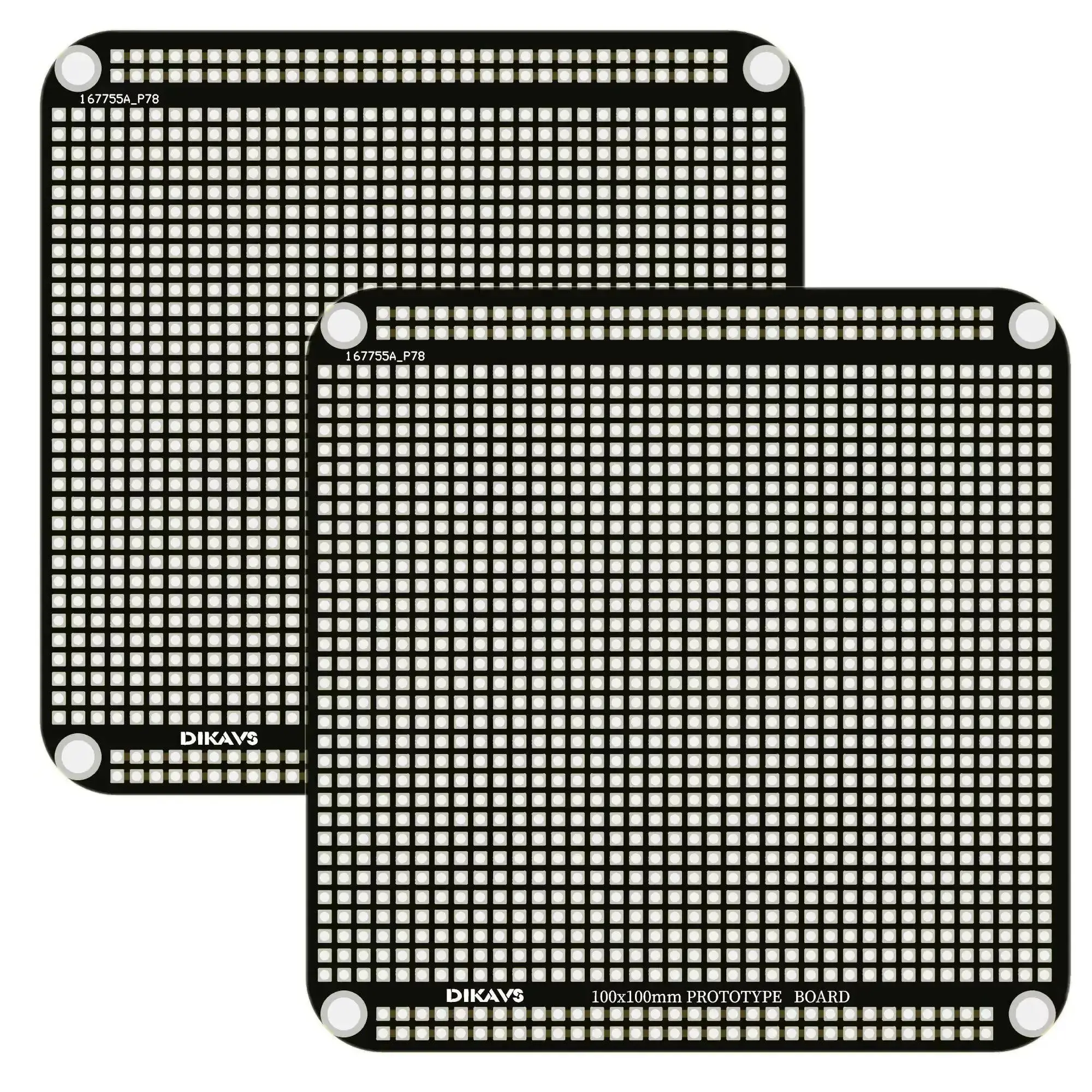 100x100mm Solder Doppelseitige Leiterplatten Durch-Loch Platine ProtoBoard Prototyp Board (Pack von 2)